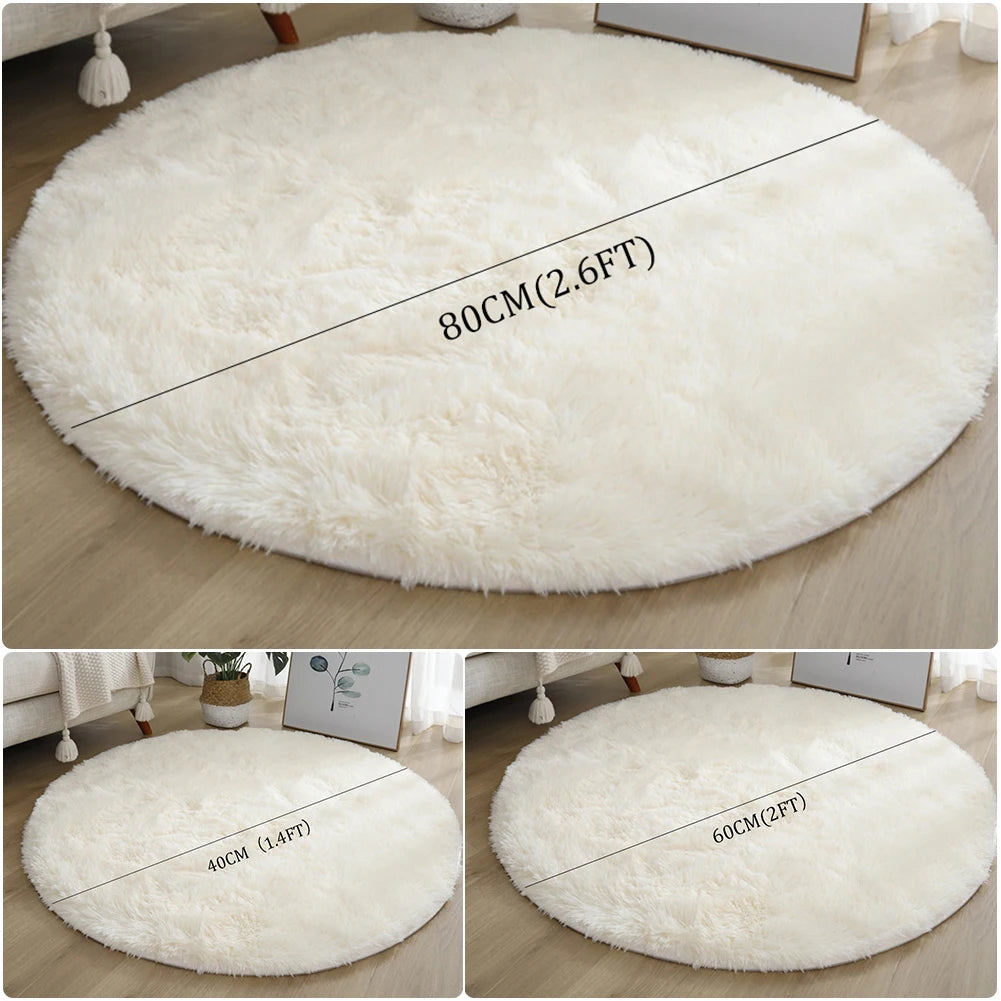 1pc home Rugs Large Shaggy Rug 40/60/80cm Super Soft Round Mat Living Room Bedroom Carpet Multi Color Select For Home Decor