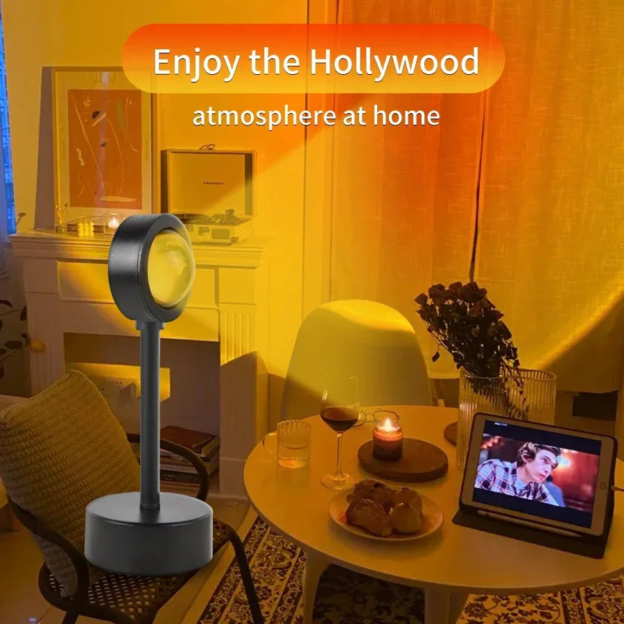 USB Sunset Lamp Sunset Projector Mood Light Living Room Bedroom Night Light Indoor Decor Bar Atmosphere Photography Background