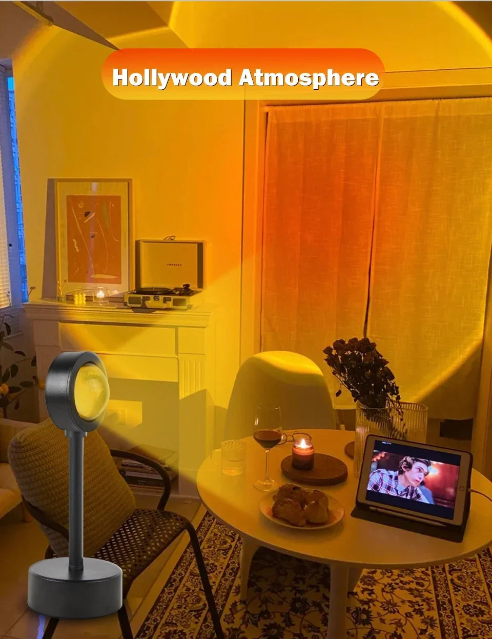 USB Sunset Lamp Sunset Projector Mood Light Living Room Bedroom Night Light Indoor Decor Bar Atmosphere Photography Background