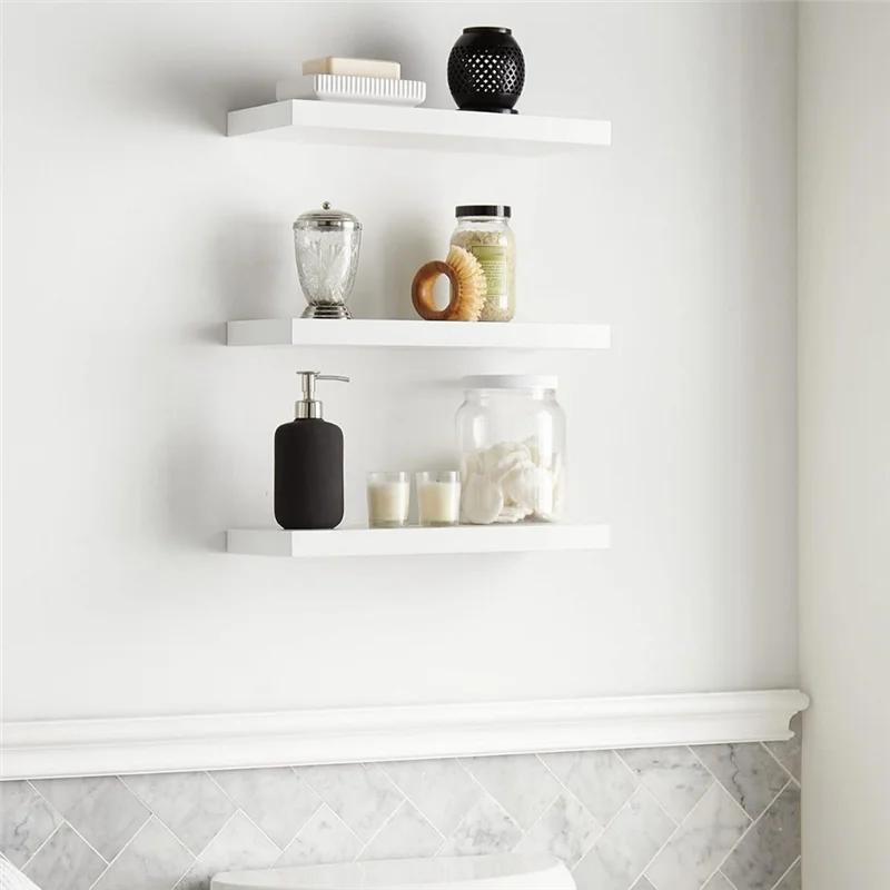 SOFT-Floating Shelves For Wall,16In Wood Wall Shelf For Room Decor/Storage/Display,For Bedroom,Bathroom,Living Room,Kitchen