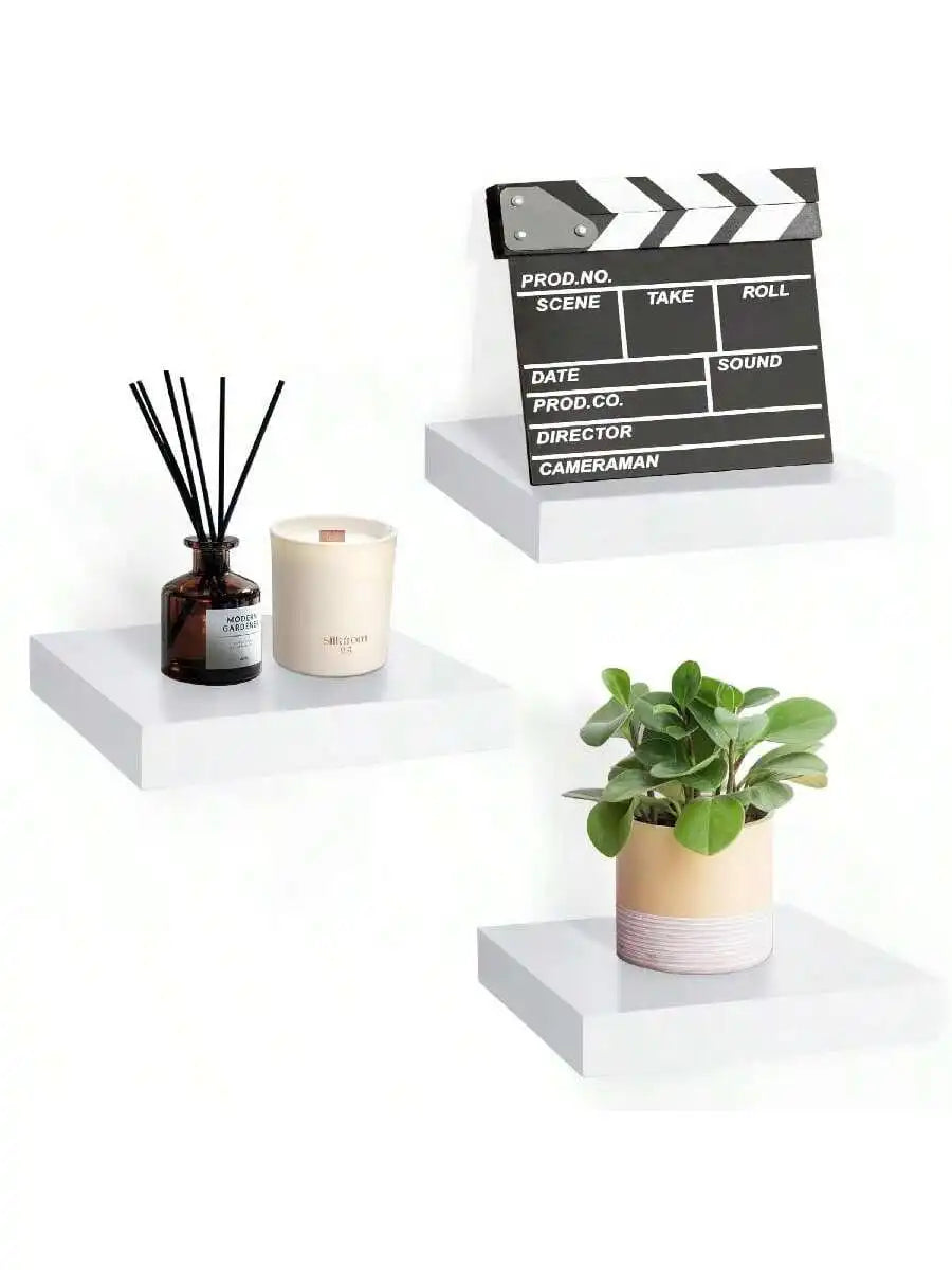 Square Floating Shelf Wood Wall Small Shelves for Living Room Decor Display Stand Bedroom Bathroom Decorative Floating Shelf
