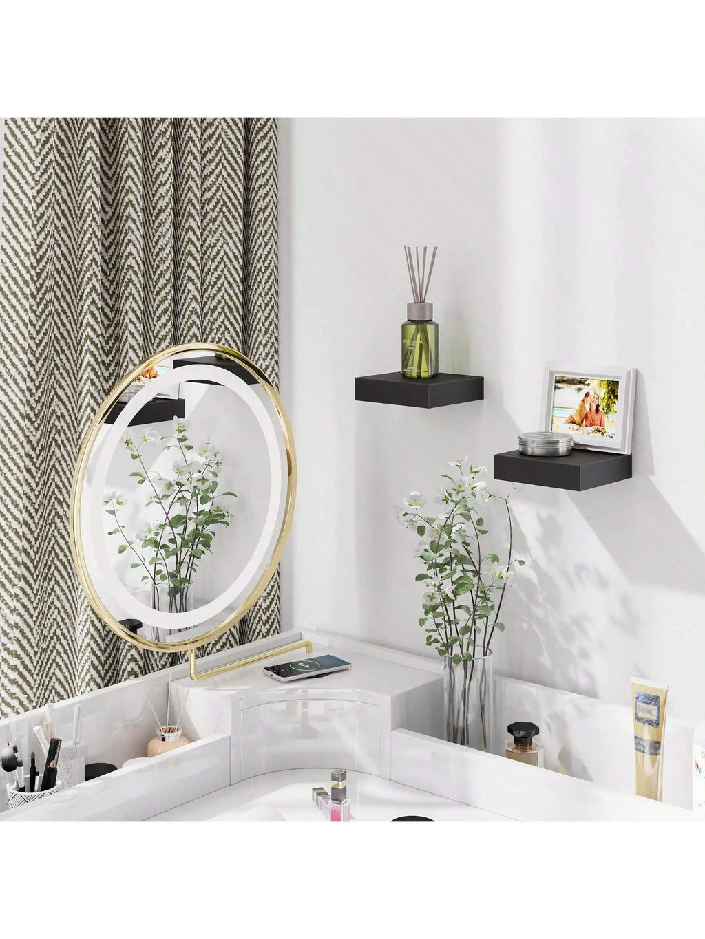 Square Floating Shelf Wood Wall Small Shelves for Living Room Decor Display Stand Bedroom Bathroom Decorative Floating Shelf