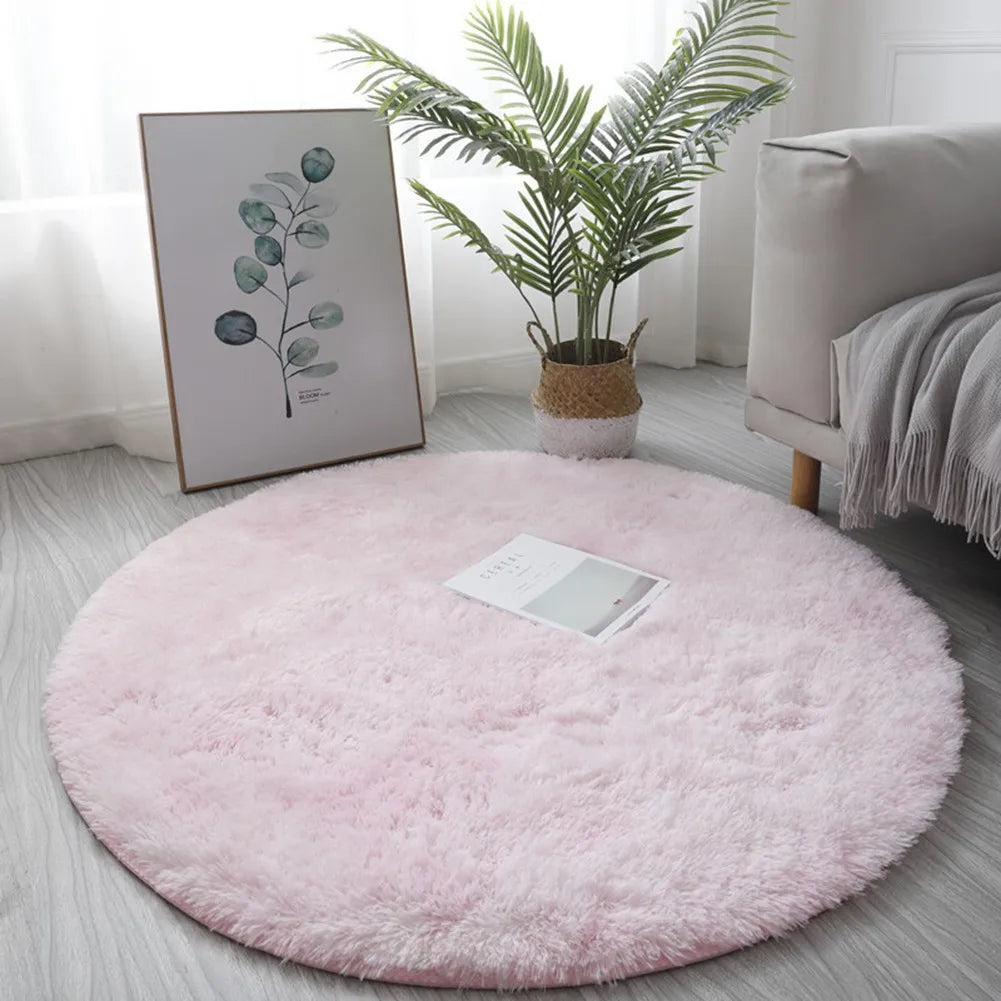 Cute Non-slip Round Soft Shaggy Rug Modern Round Rugs For Kids Bedroom Fluffie Shaggy Round Rugs For Baby Room Decoration Salon