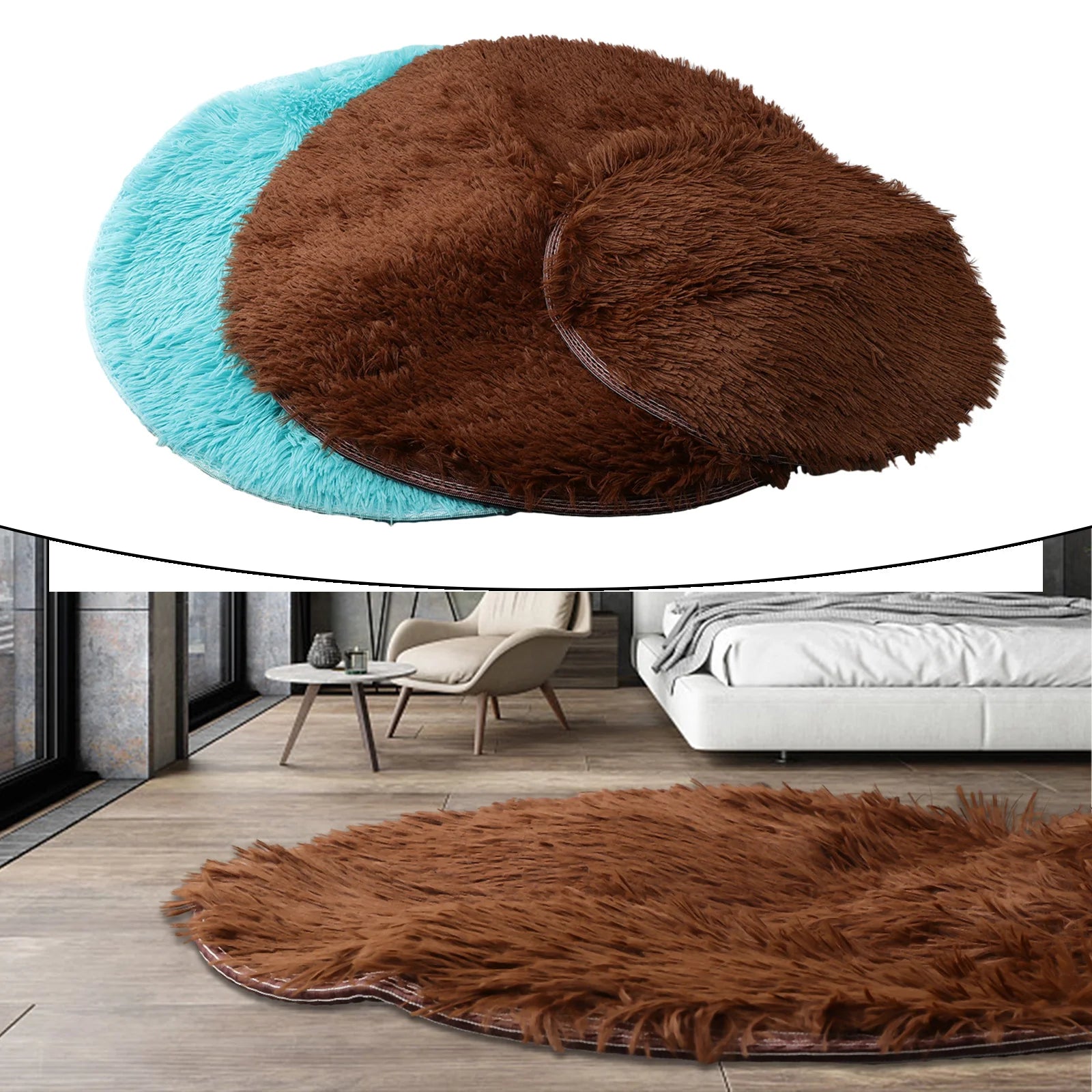 1pc home Rugs Large Shaggy Rug 40/60/80cm Super Soft Round Mat Living Room Bedroom Carpet Multi Color Select For Home Decor