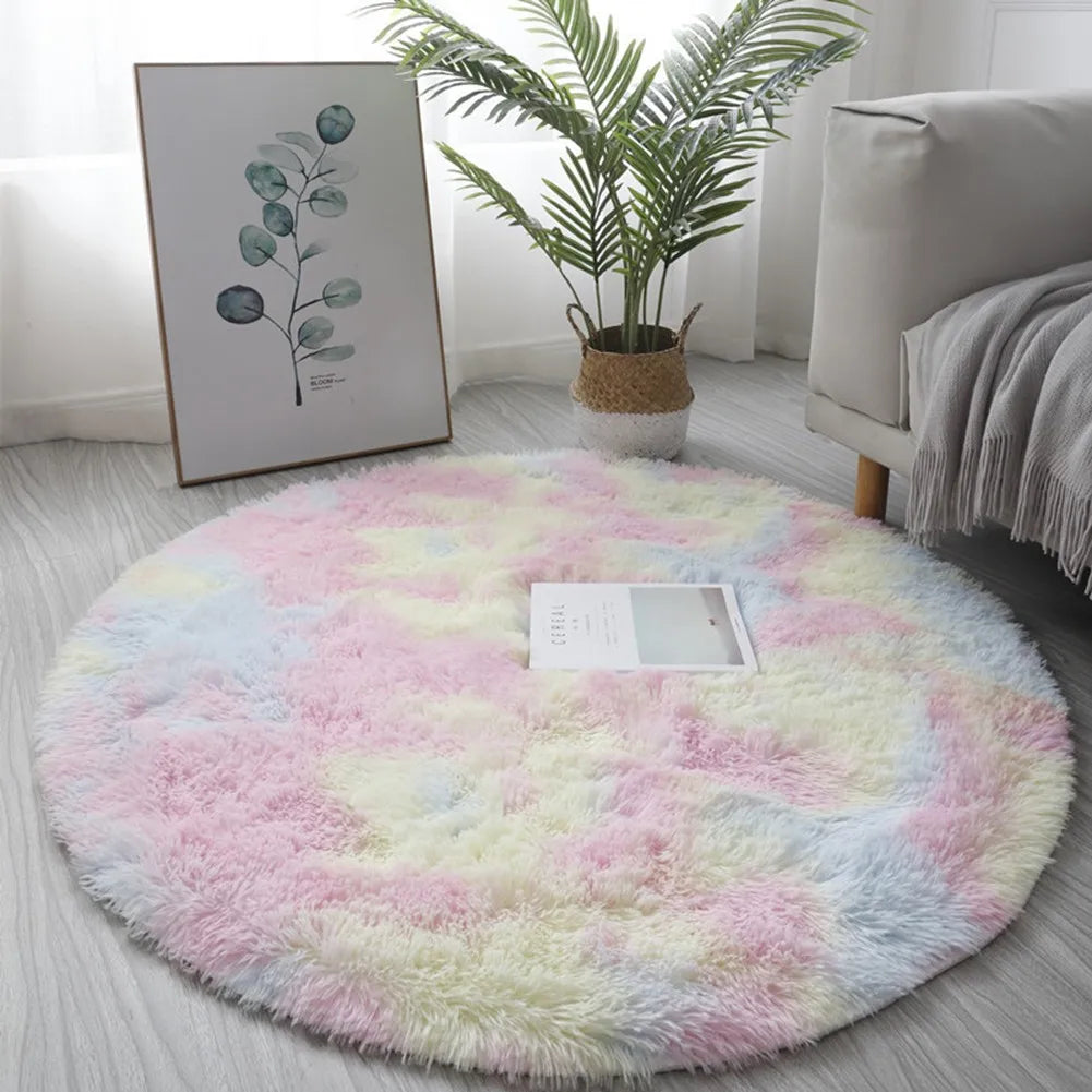 Cute Non-slip Round Soft Shaggy Rug Modern Round Rugs For Kids Bedroom Fluffie Shaggy Round Rugs For Baby Room Decoration Salon