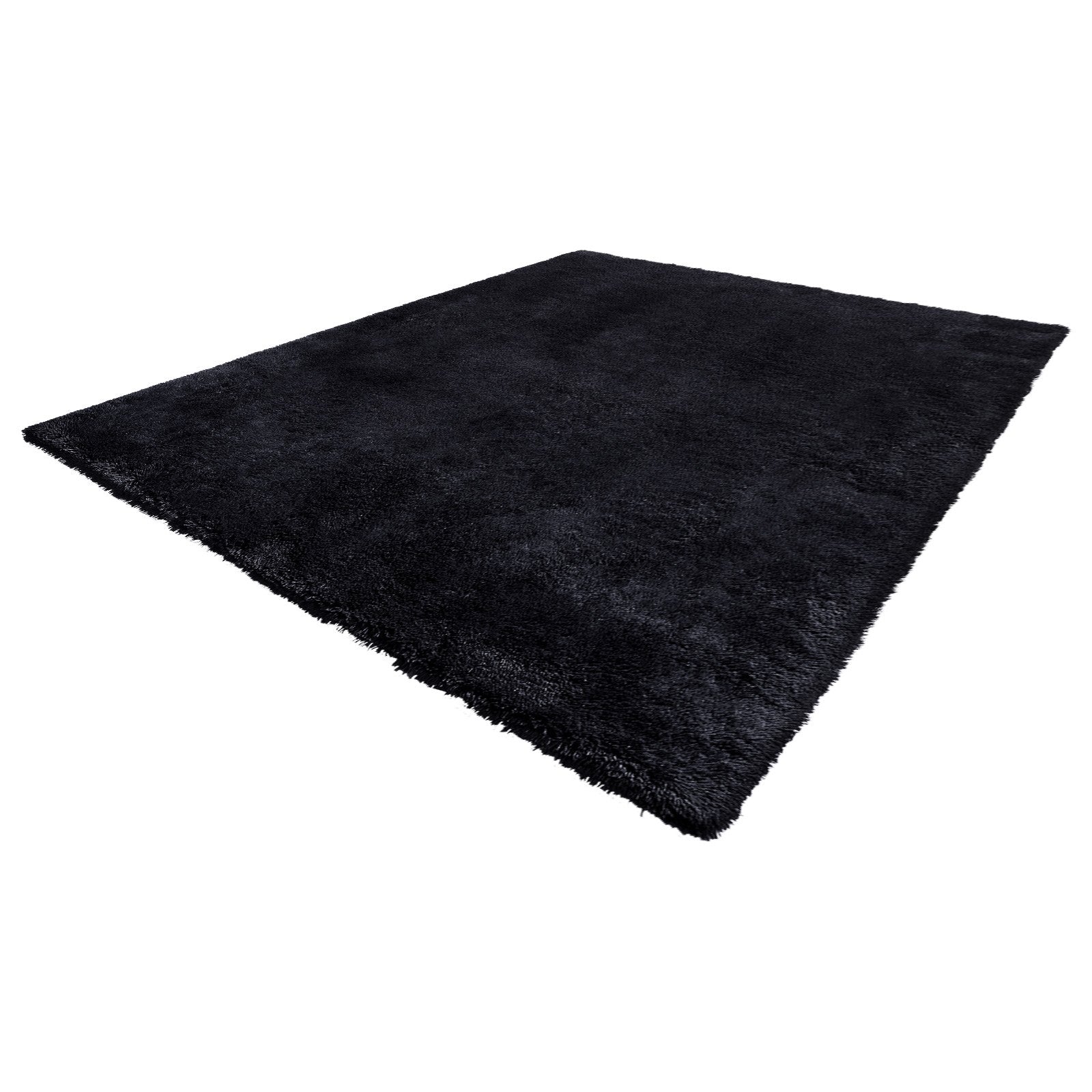 Indoor Plush Area Rugs, 8 X 10 Ft Soft Plush Carpet, Furry Shag Area Rugs For Living Room, Bedroom, Sunroom, Modern Home Decor Aesthetic, Non-Shedding, Non-Woven, Slip-Resistant, Black