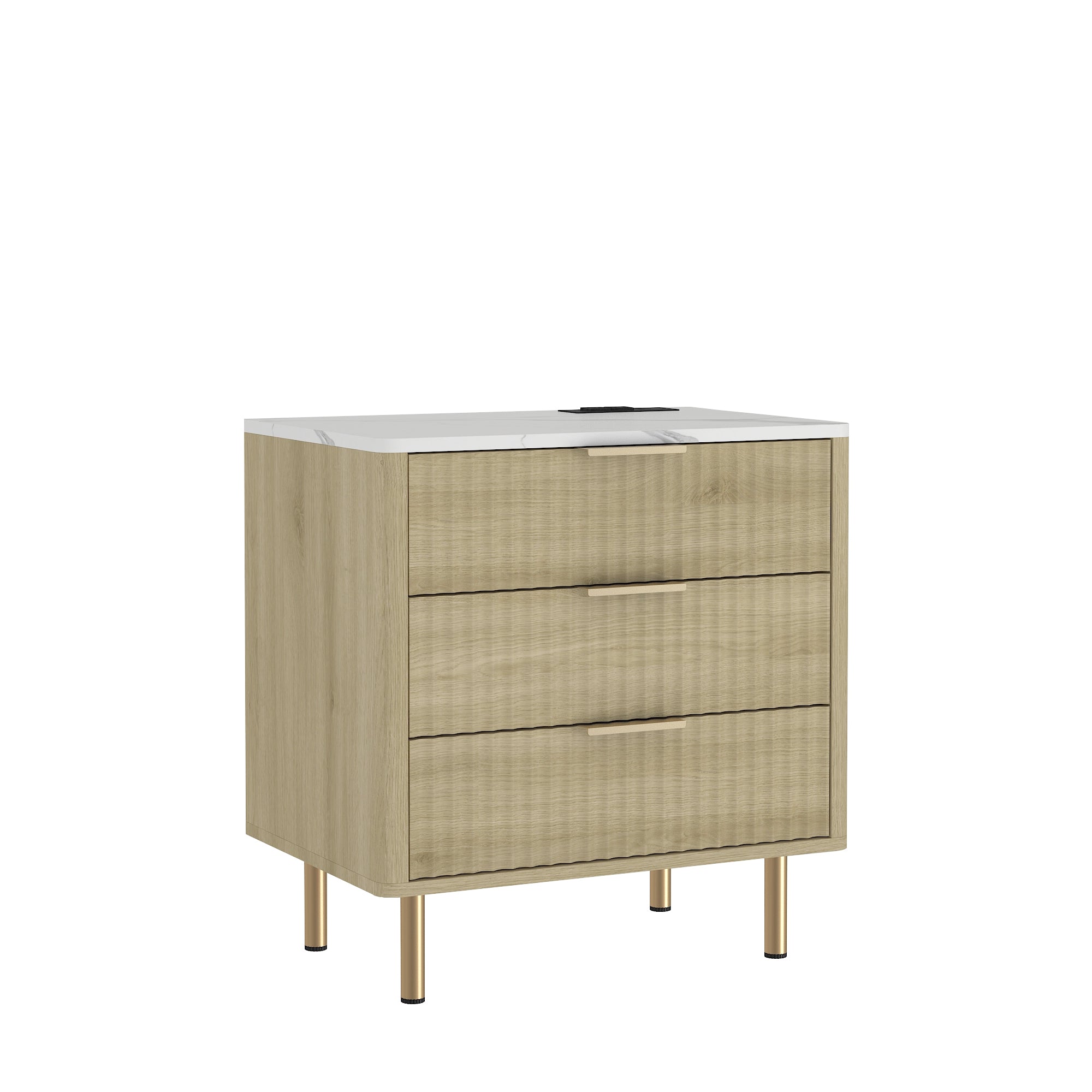 Nightstand With Charging Station, Smart Nightstand With Night Light, Modern Night Stand With Storage Cabinet For Bedroom, Wood